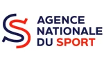 Texte Agence Nationale du Sport en bleu et rouge avec la lettre S à droite